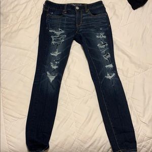 American Eagle  Dark Wash Ripped Jeans
